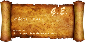 Gréczi Ervin névjegykártya